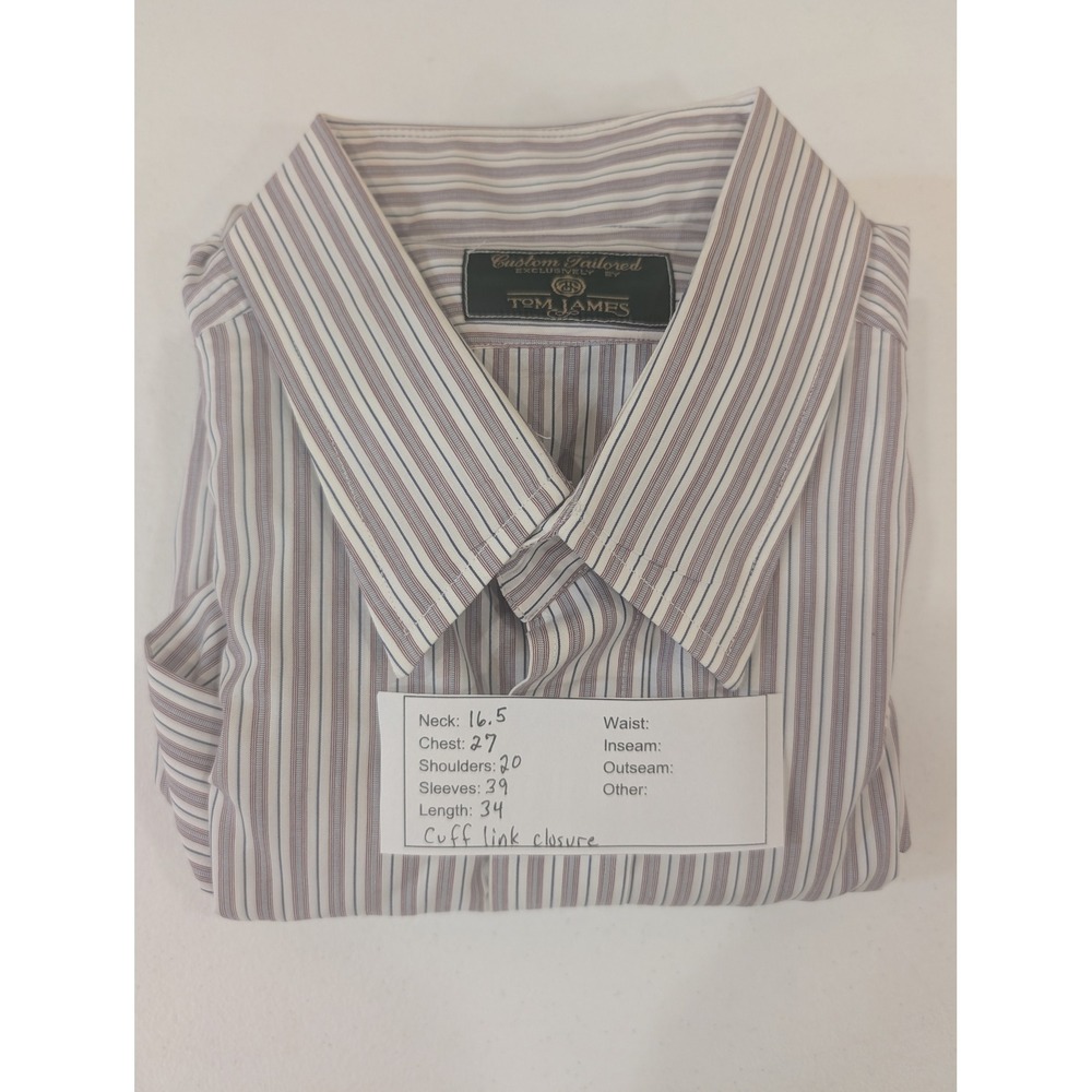 Tom James Custom Tailored Striped Long Sleeve Dress Shirt 16.5 /‎ 39 - Picture 8 of 8